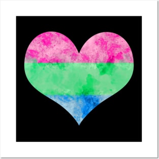 Poly Pride Heart - Watercolor Posters and Art